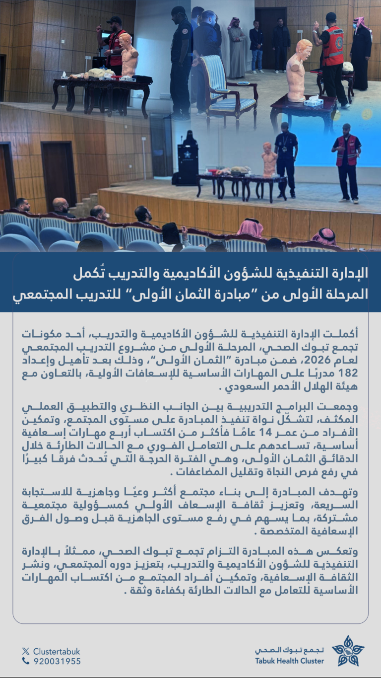 لأن الدقائق الثمان الأولى قد تصنع فارقًا كبيرًا في رفع فرص النجاة وتقليل المضاعفات